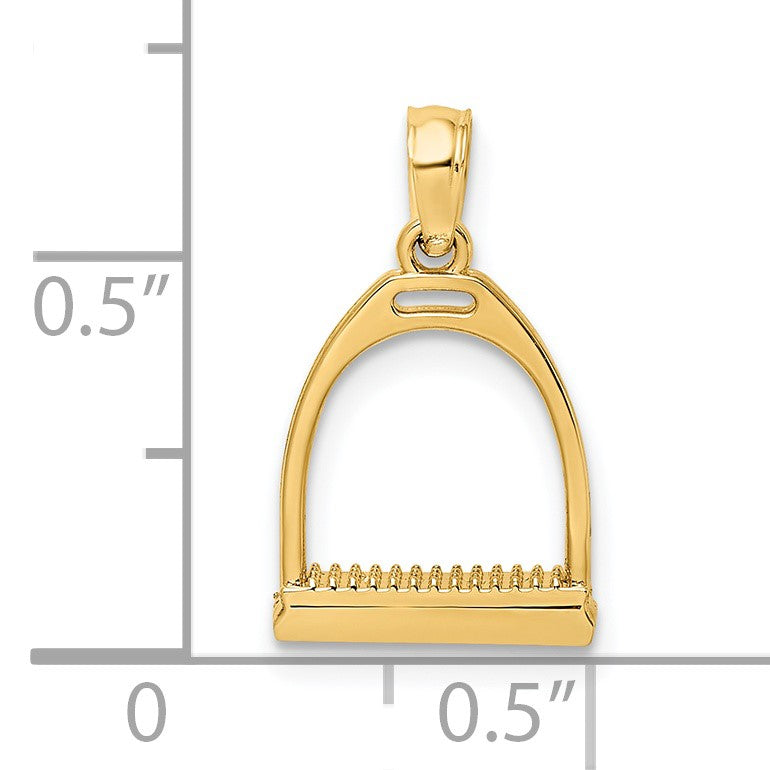 14K 3-D Polished Small Horse Stirrup Charm
