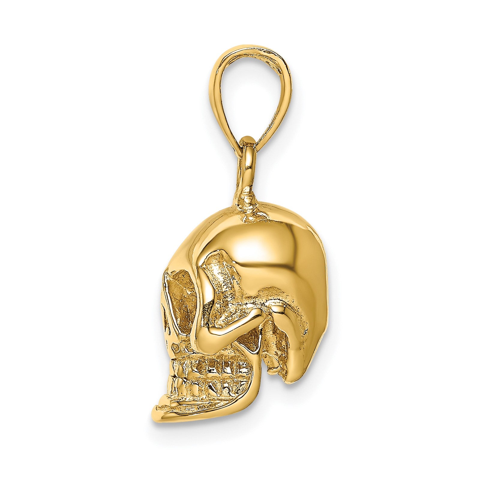 14K 3-D Polished Skull Pendant