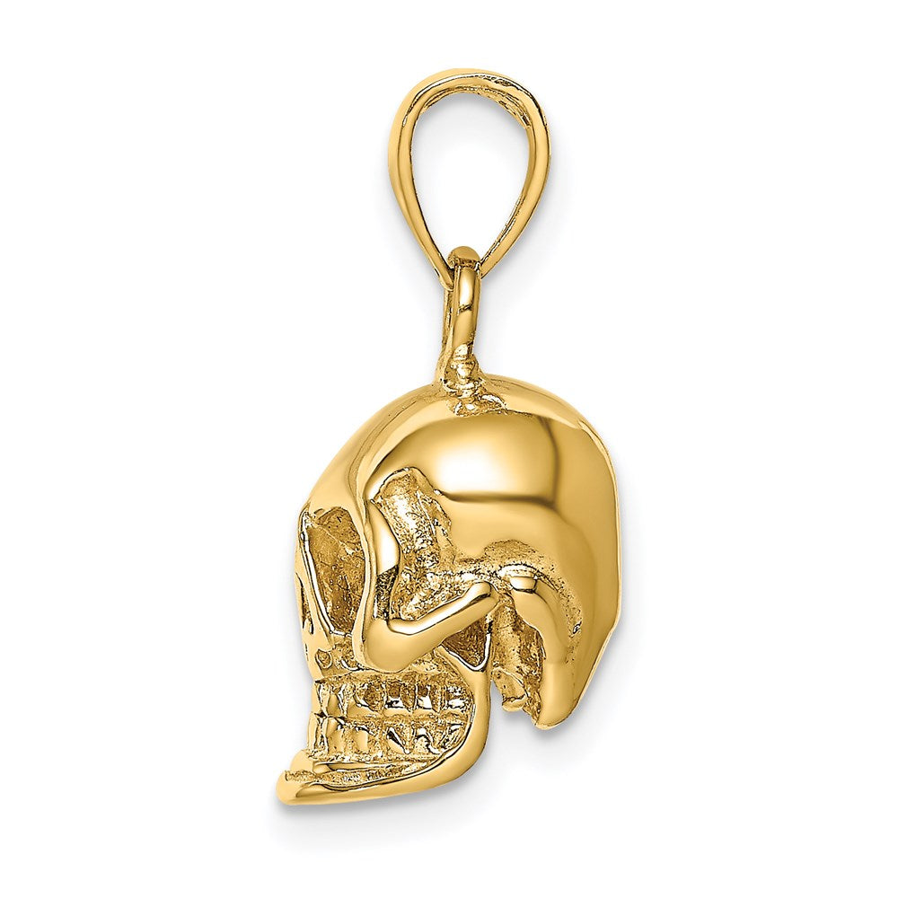 14K 3-D Polished Skull Pendant