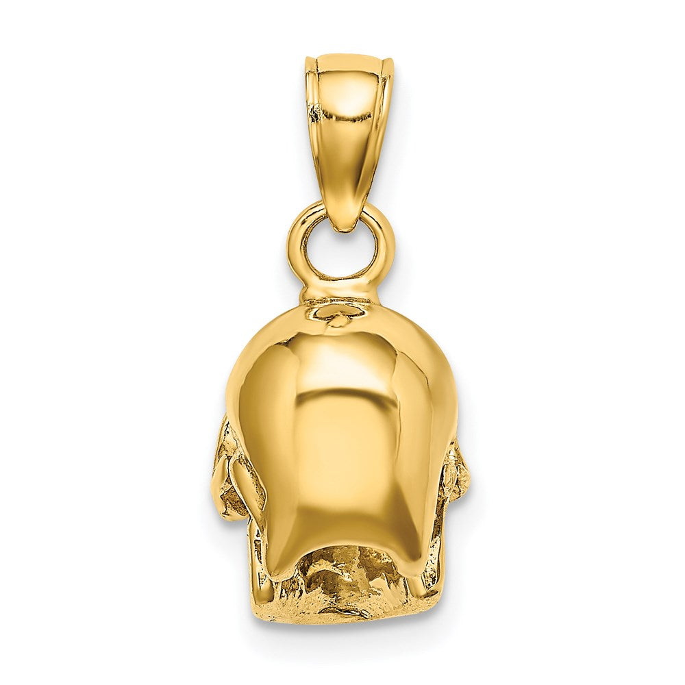 14K 3-D Polished Skull Pendant