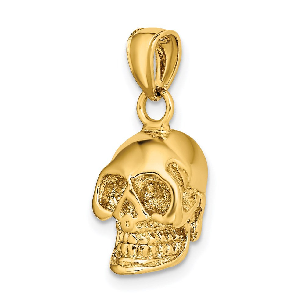 14K 3-D Polished Skull Pendant