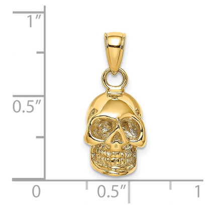 14K 3-D Polished Skull Pendant