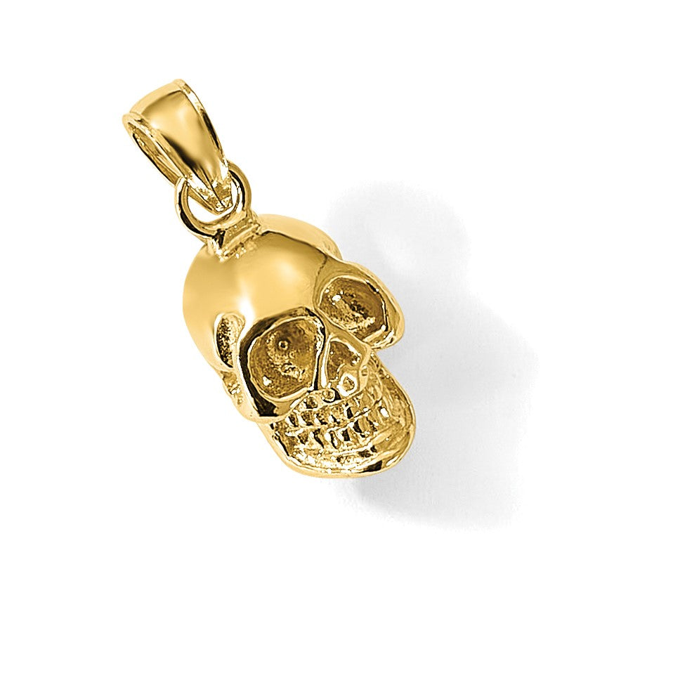 14K 3-D Polished Skull Pendant