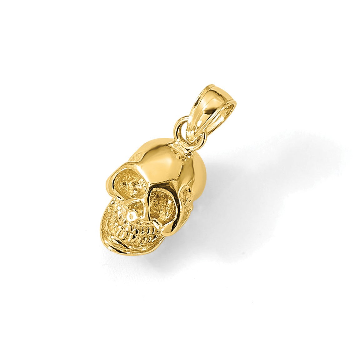 14K 3-D Polished Skull Pendant