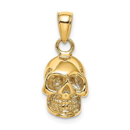 14K 3-D Polished Skull Pendant