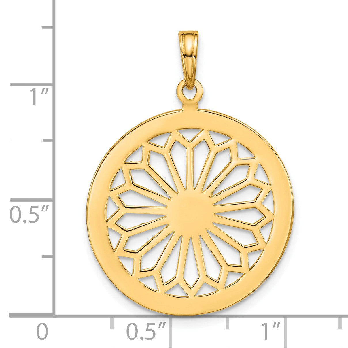 14K Retro Daisy In Round Frame Charm