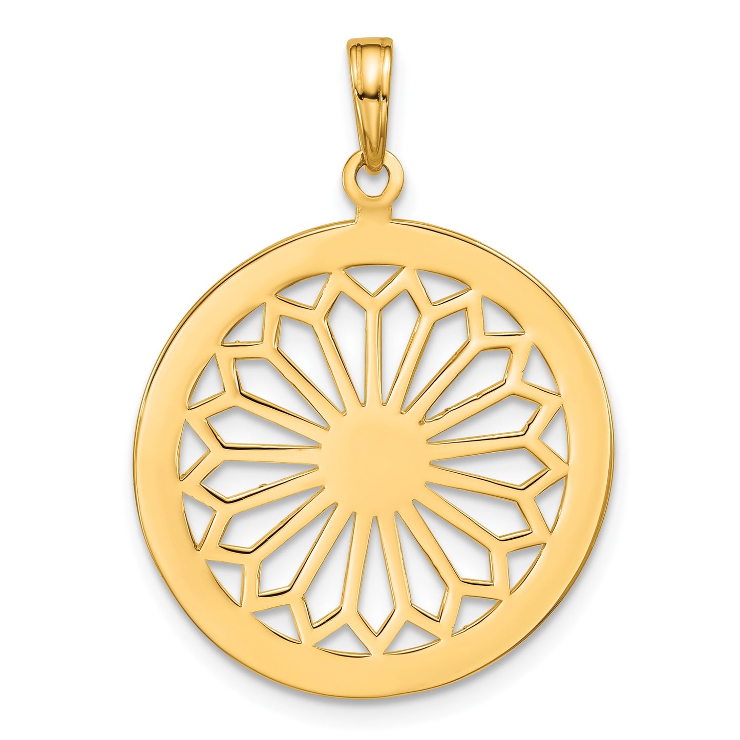 14K Retro Daisy In Round Frame Charm