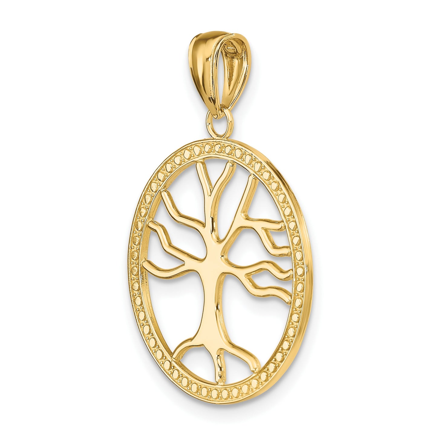 14K Large Tree Of Life In Round Frame Charm