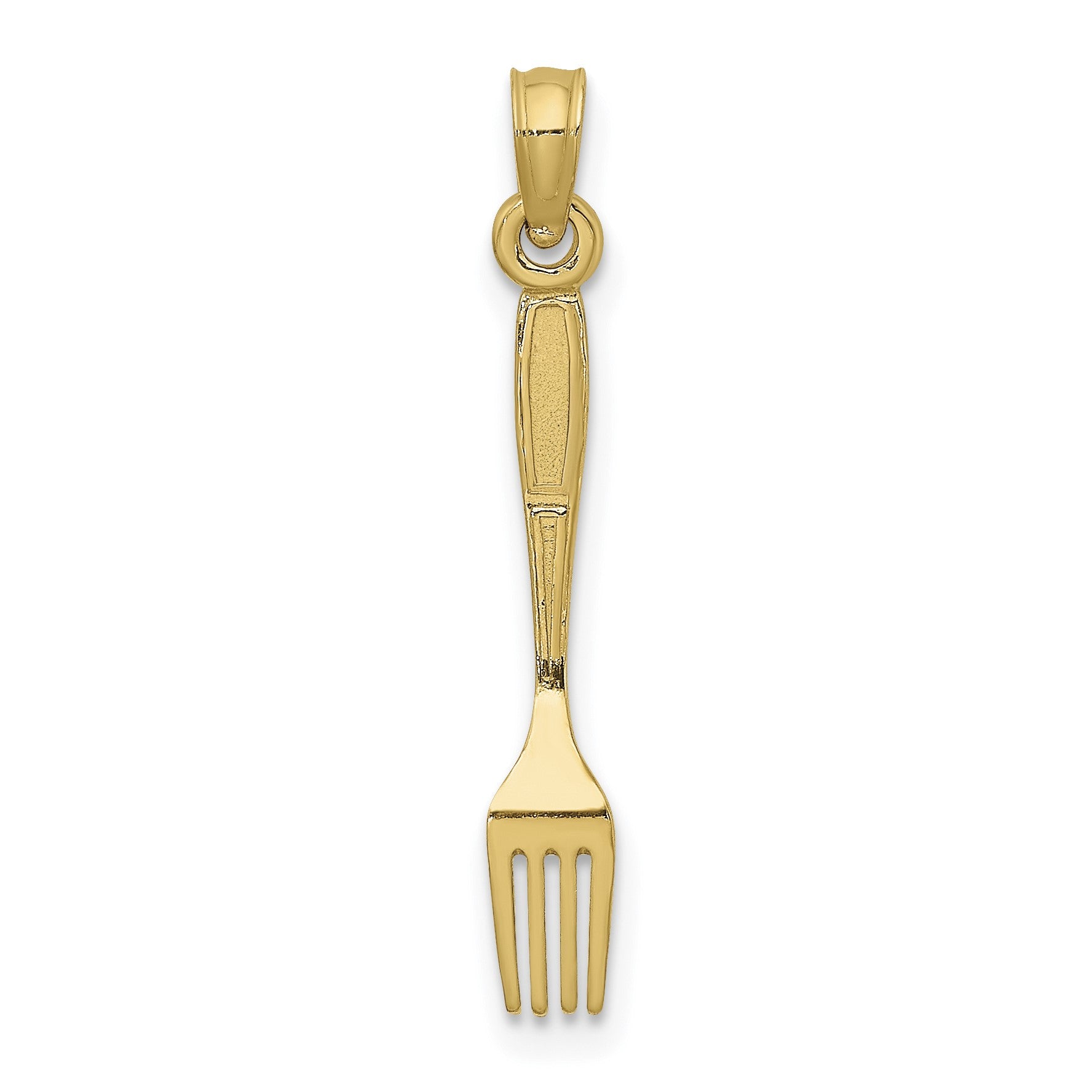 14K 3-D and Polished Table Fork Charm