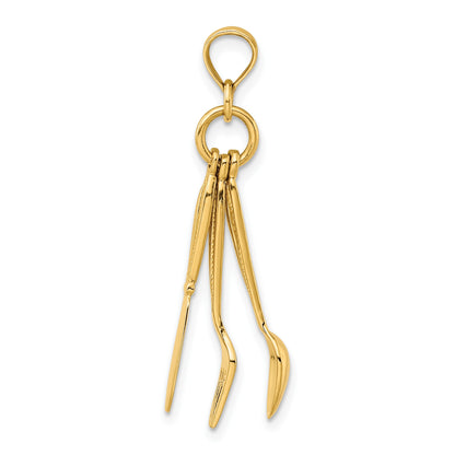 14K 3-D Moveable Knife, Fork, and Spoon Charm