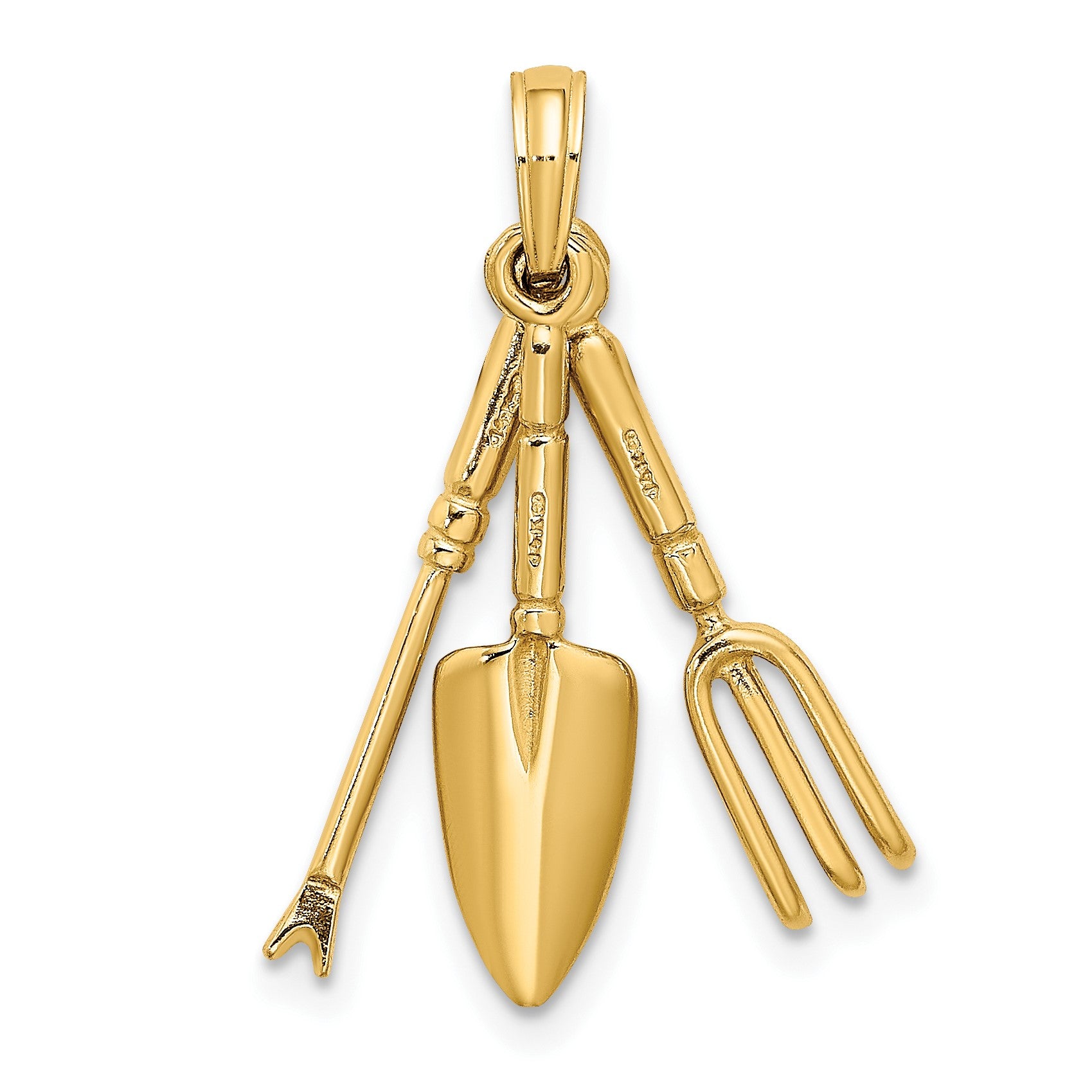 14K 3-D Moveable Garden Hand Tool Collection Charm