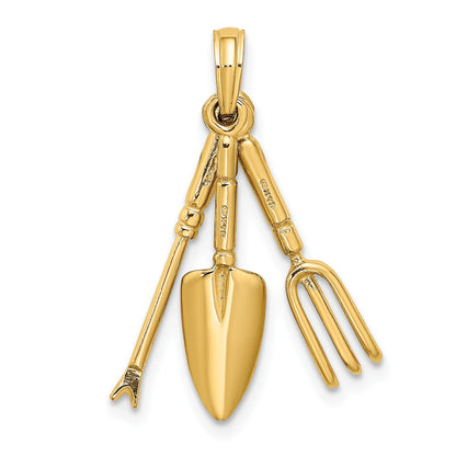 14K 3-D Moveable Garden Hand Tool Collection Charm