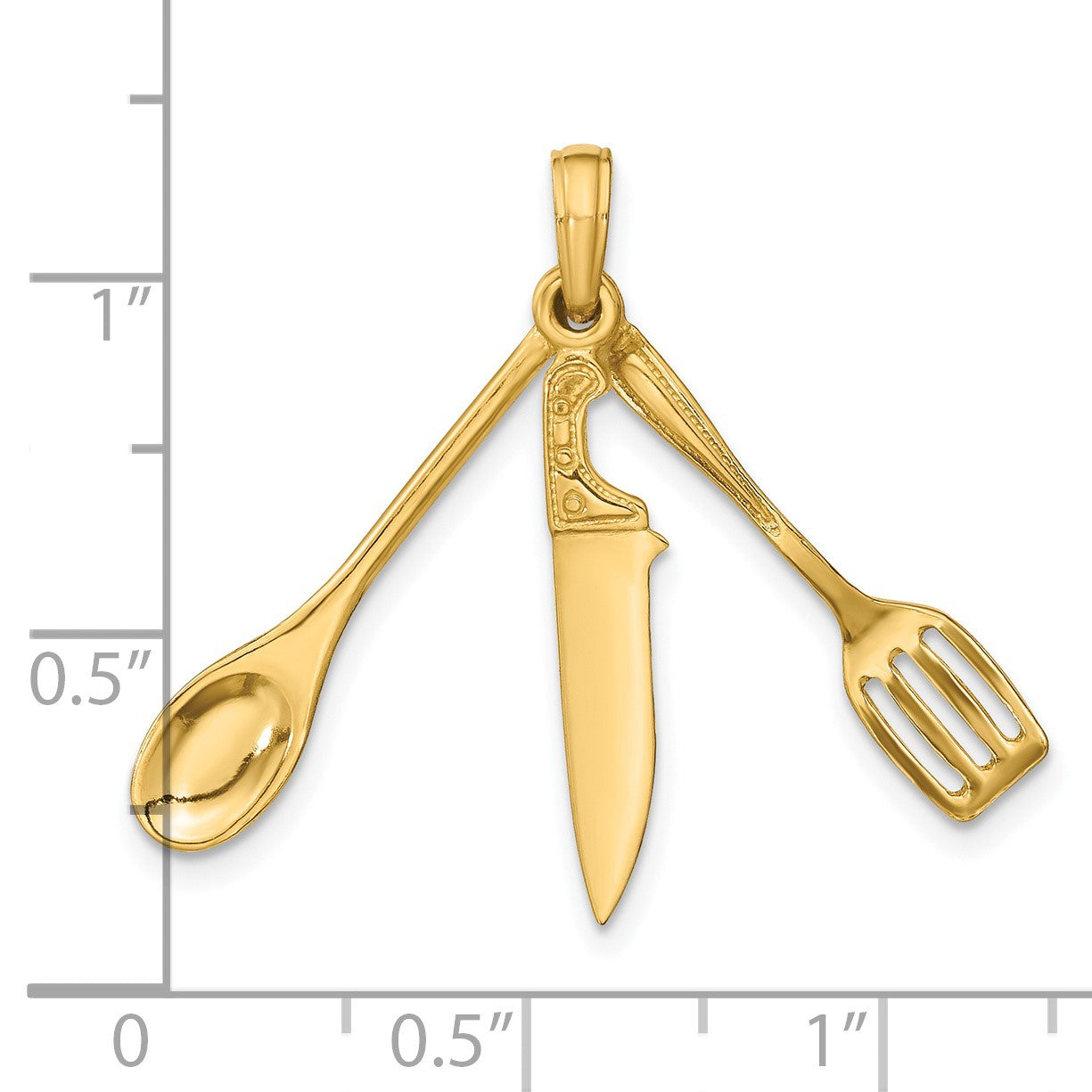14K 3-D Moveable Spatula, Spoon, and Knife Charm
