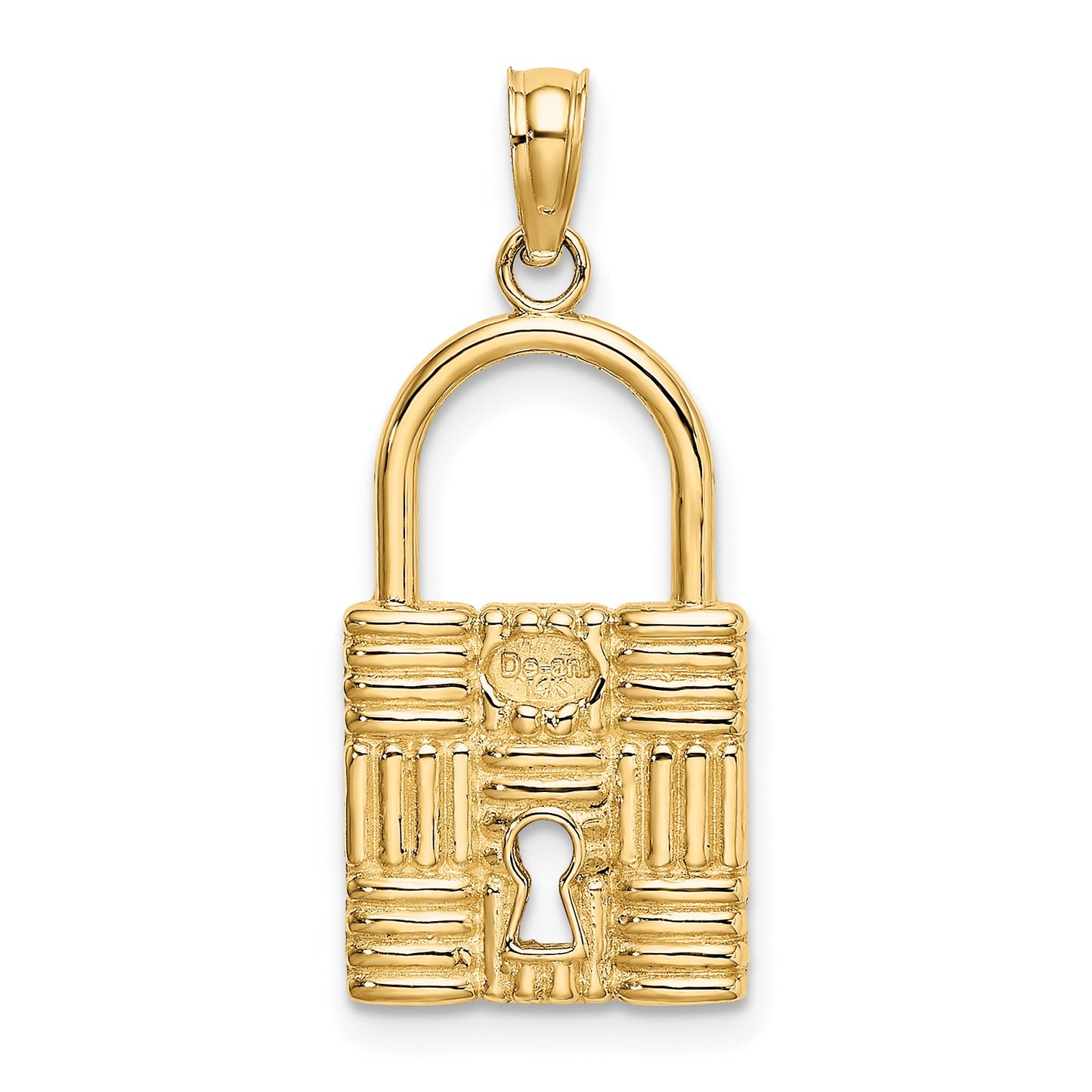 14K 3-D Padlock with Key Hole Charm