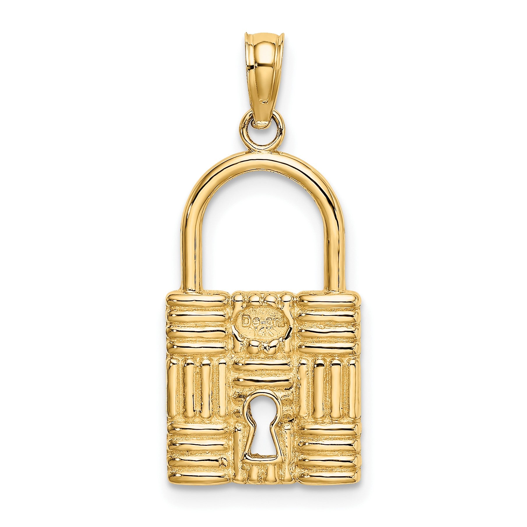 14K 3-D Padlock with Key Hole Charm