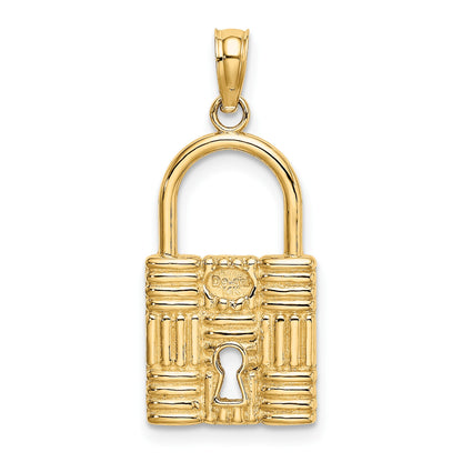 14K 3-D Padlock with Key Hole Charm