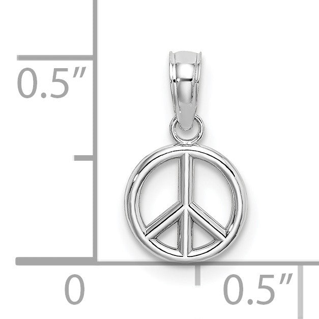 14K White Gold 3-D Peace Symbol Charm