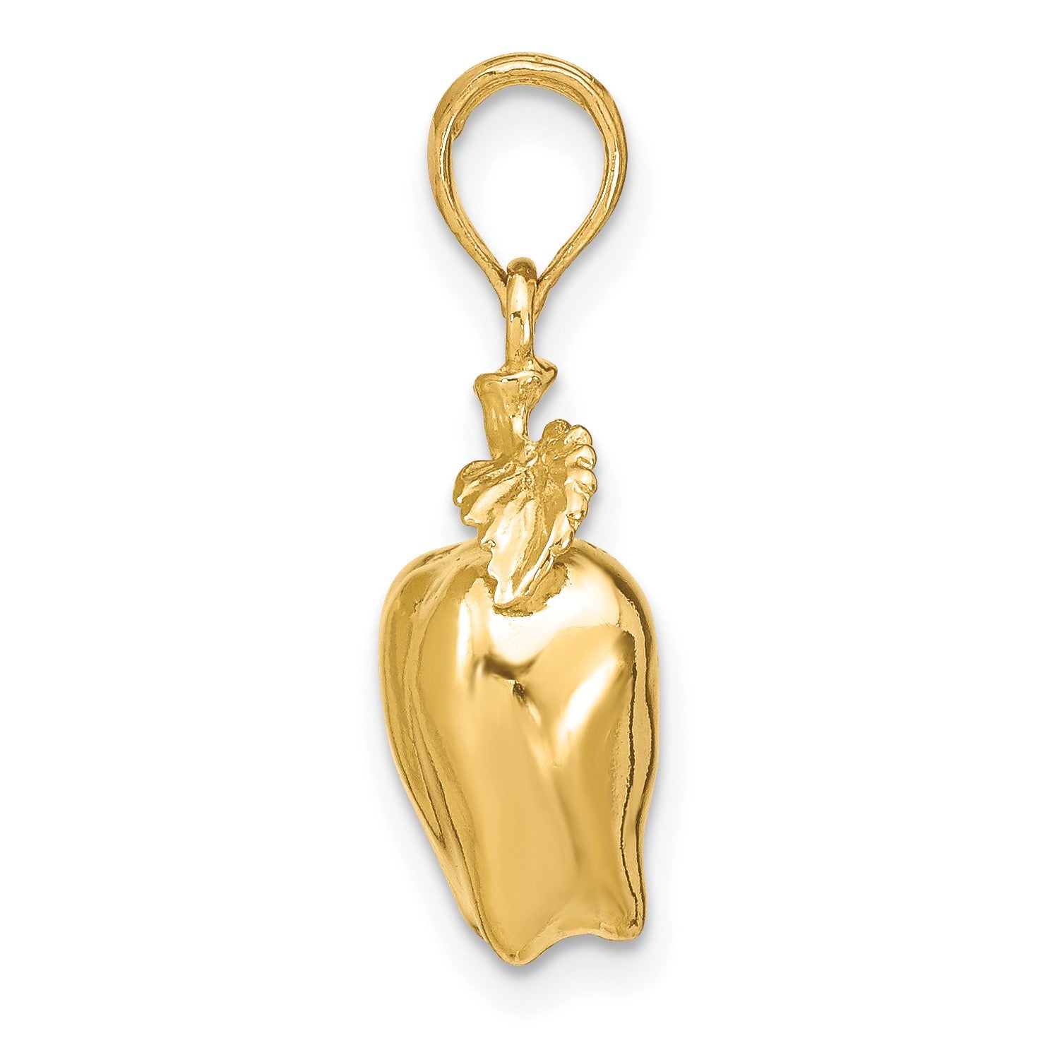 14K 3-D Apple with Stem and Leaf Charm