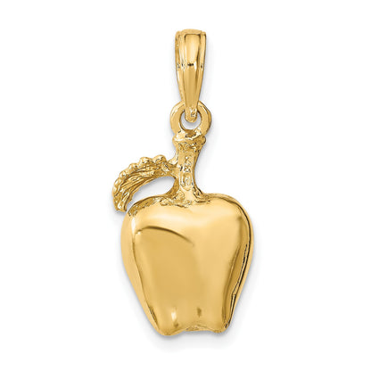 14K 3-D Apple with Stem and Leaf Charm