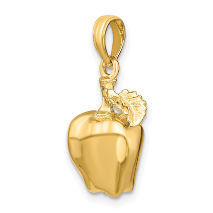 14K 3-D Apple with Stem and Leaf Charm