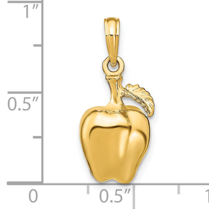 14K 3-D Apple with Stem and Leaf Charm