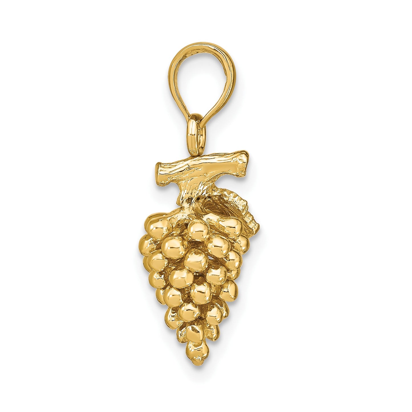 14K 3-D Grapes with Stem and Leaf Charm
