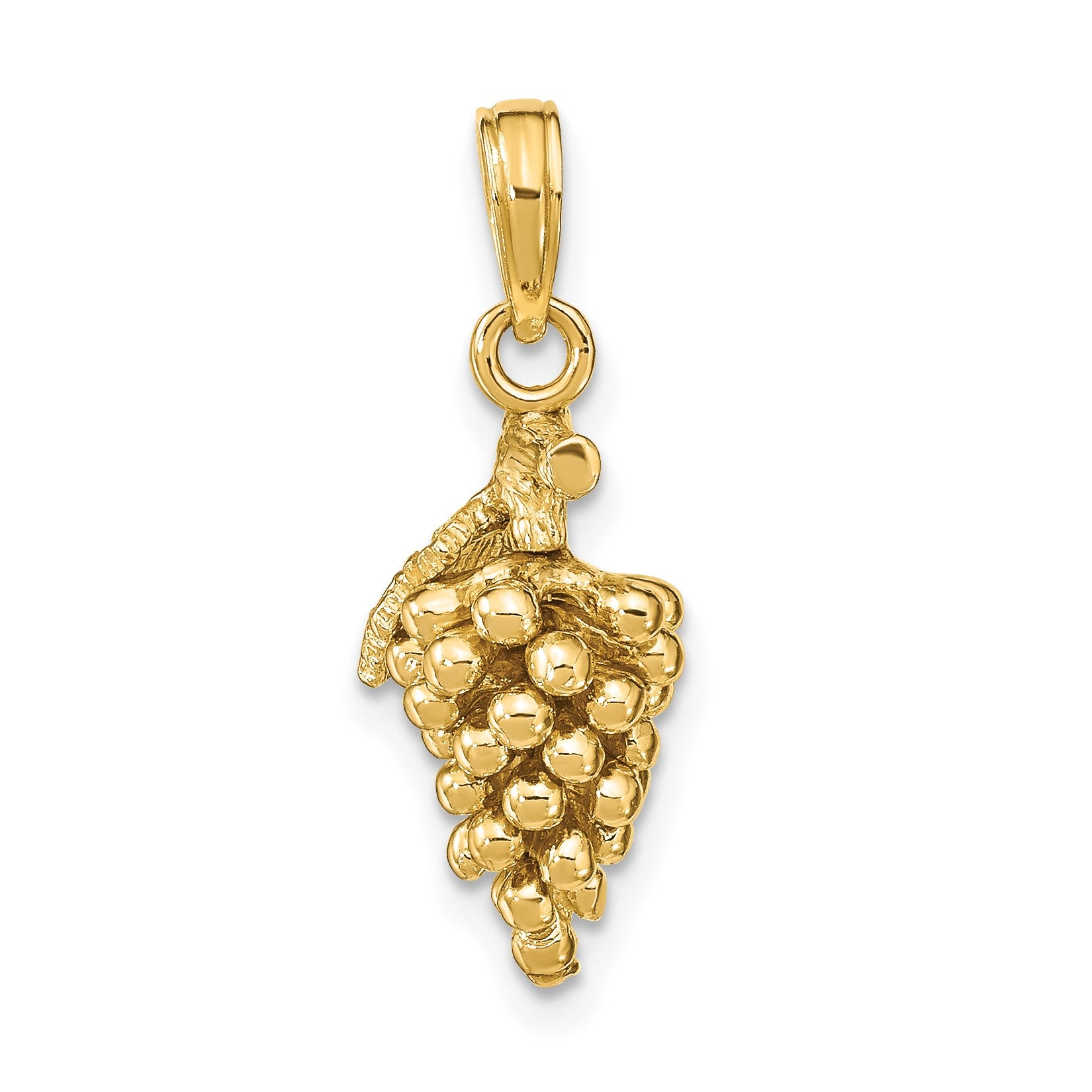 14K 3-D Grapes with Stem and Leaf Charm