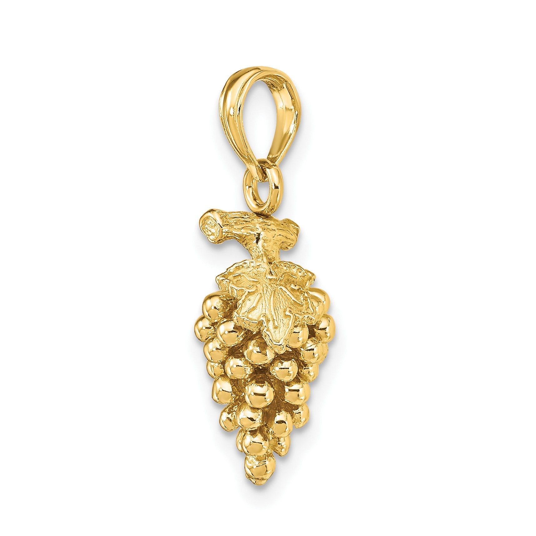 14K 3-D Grapes with Stem and Leaf Charm