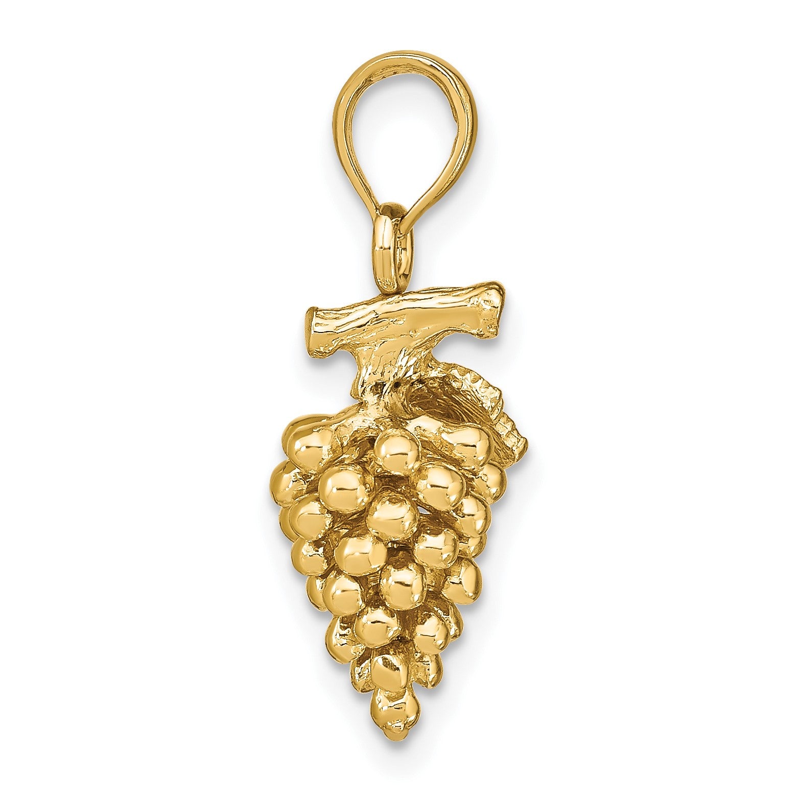 14K 3-D Grapes with Stem and Leaf Charm
