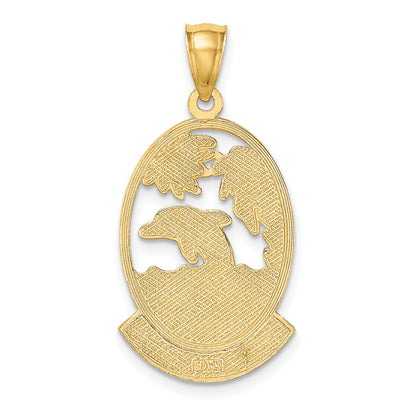 14K PUERTO RICO with Dolphin Sunset Scene Charm