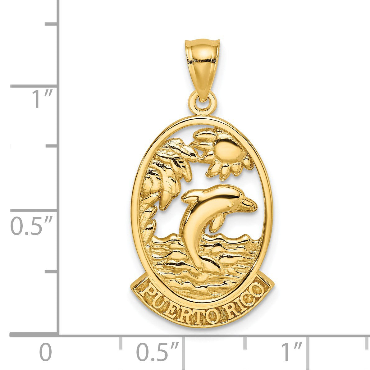 14K PUERTO RICO with Dolphin Sunset Scene Charm