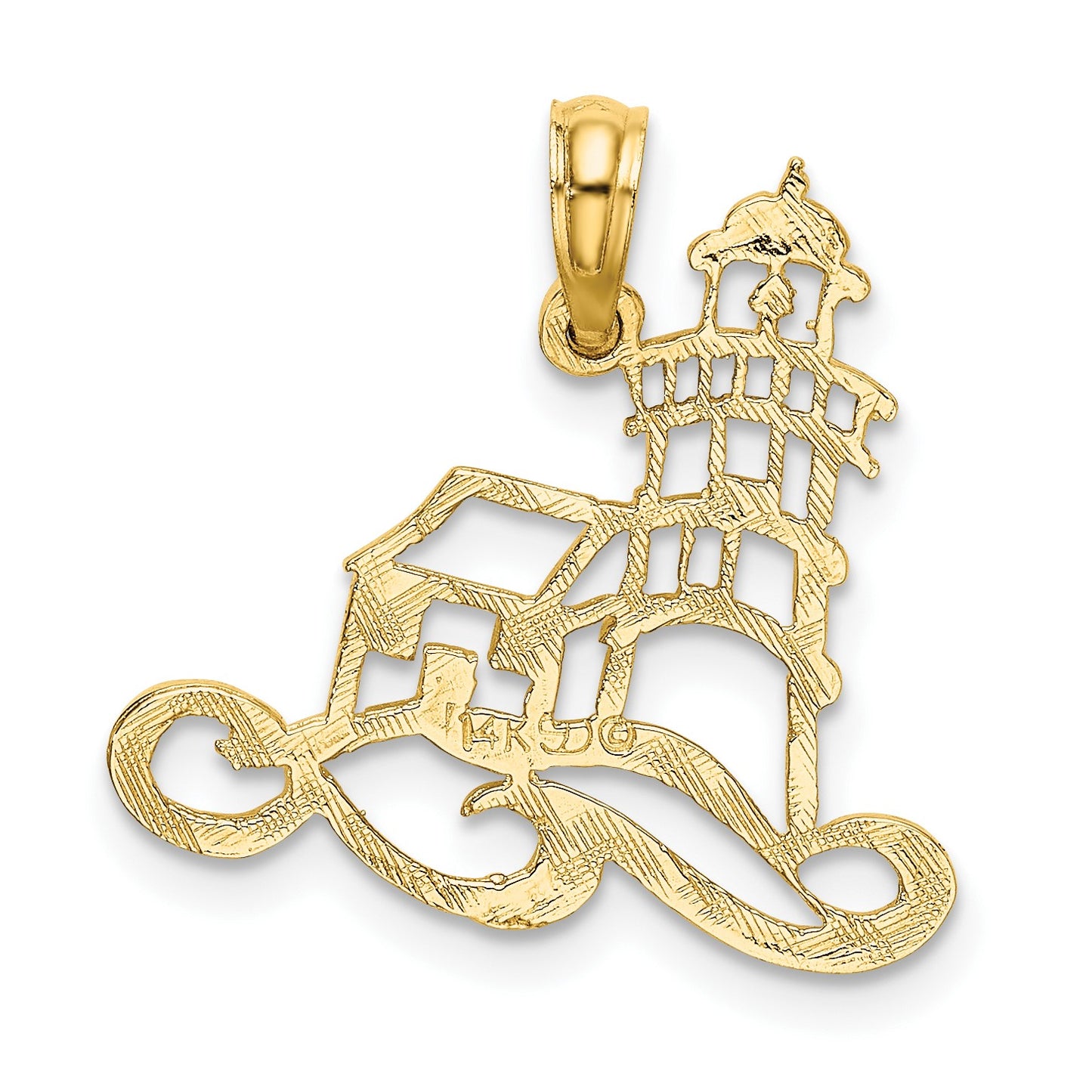 14K Cut-Out Lighthouse with Waves Charm