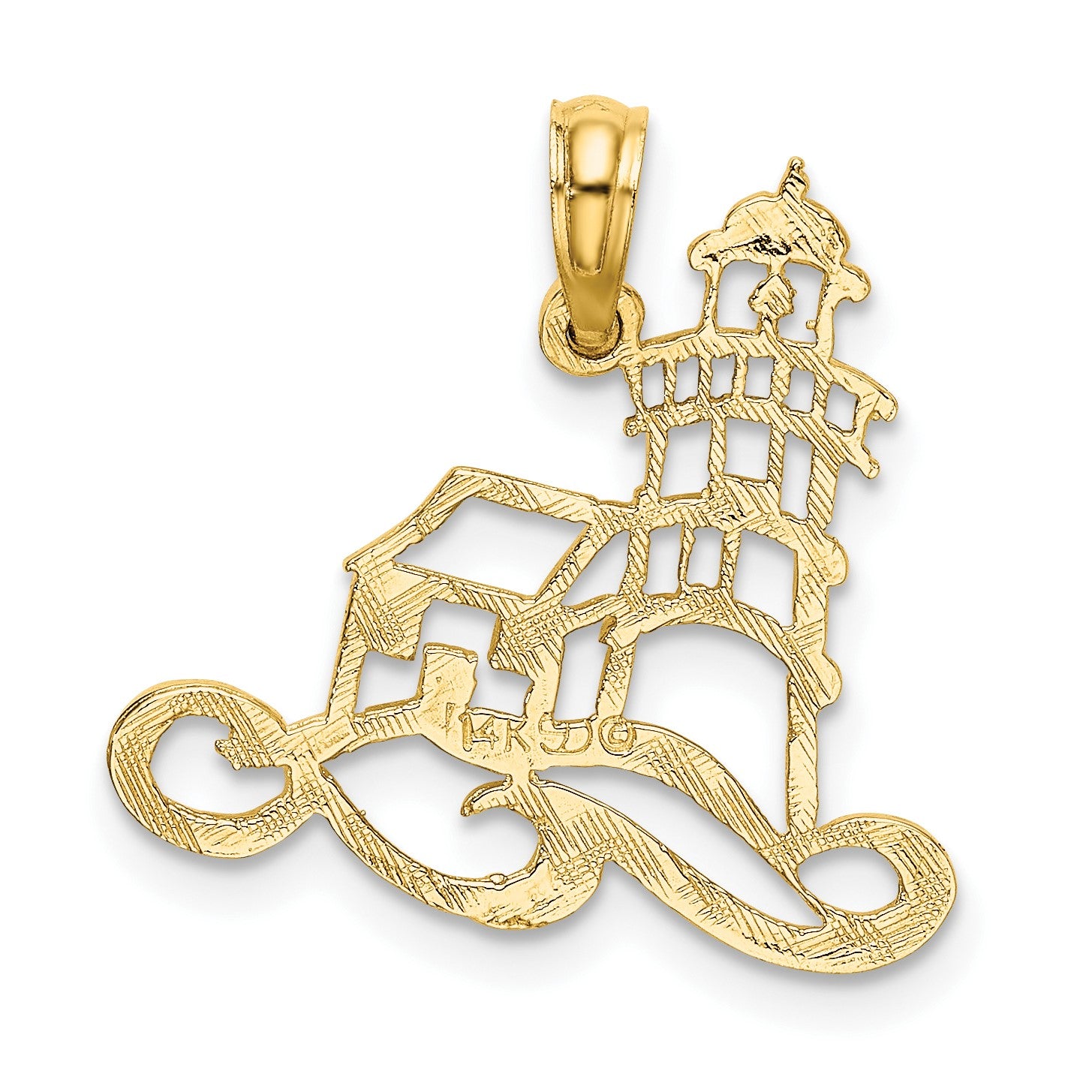14K Cut-Out Lighthouse with Waves Charm
