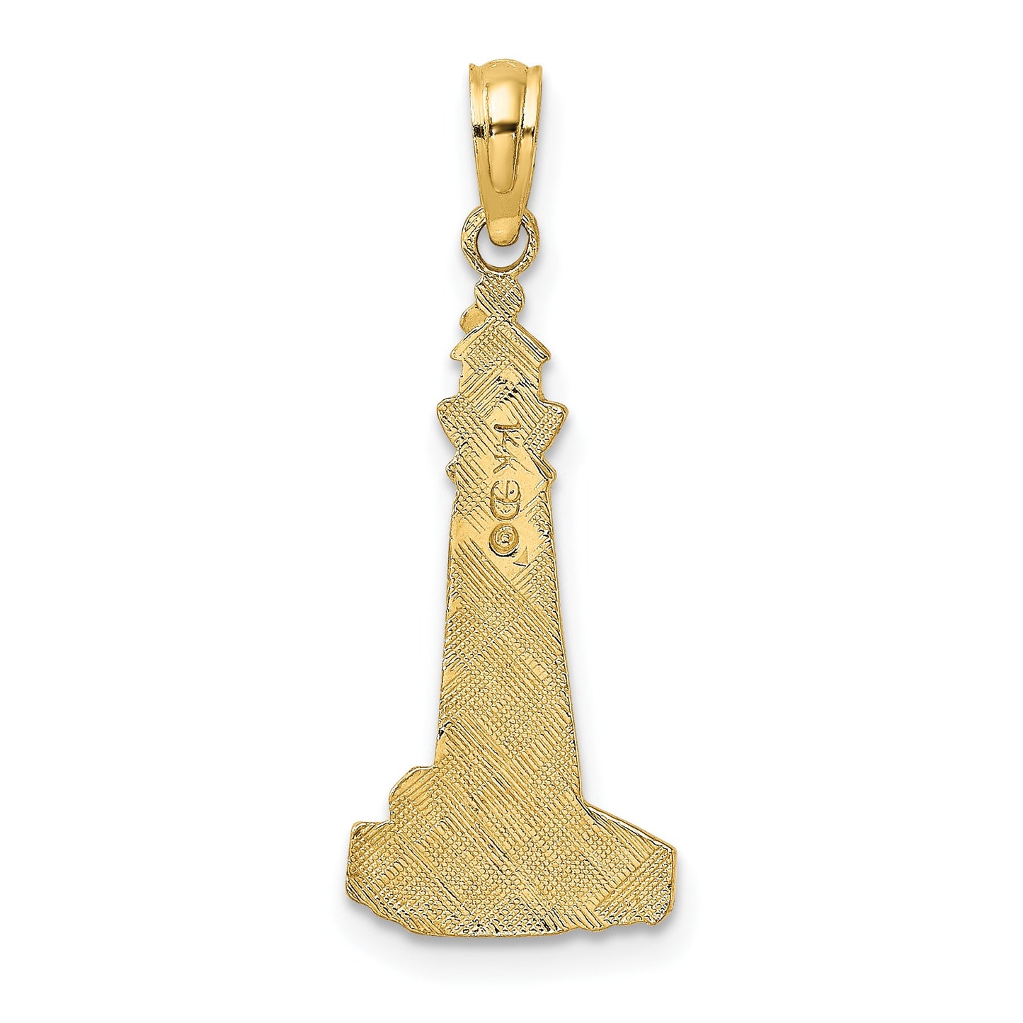 14K Flat and Textured Lighthouse Charm