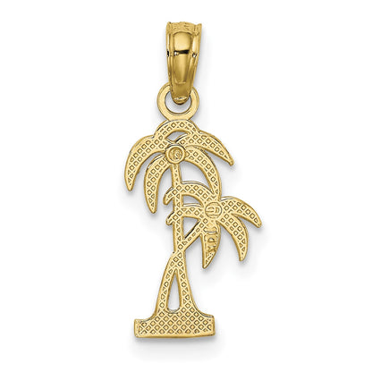 14K Textured Double Palm Tree Charm