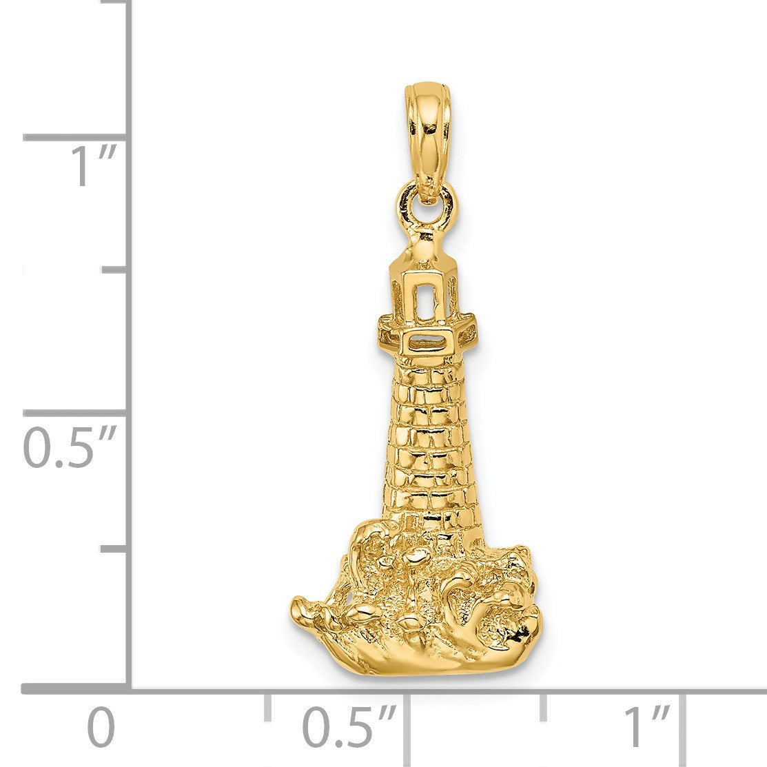 14K Lighthouse with Wave Charm