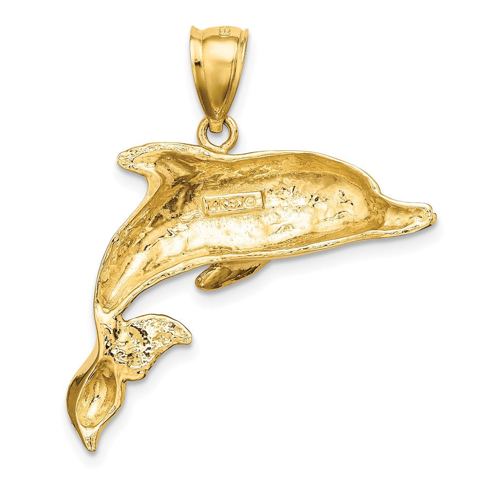 14K 2-D Polished Engraved Dolphin Charm