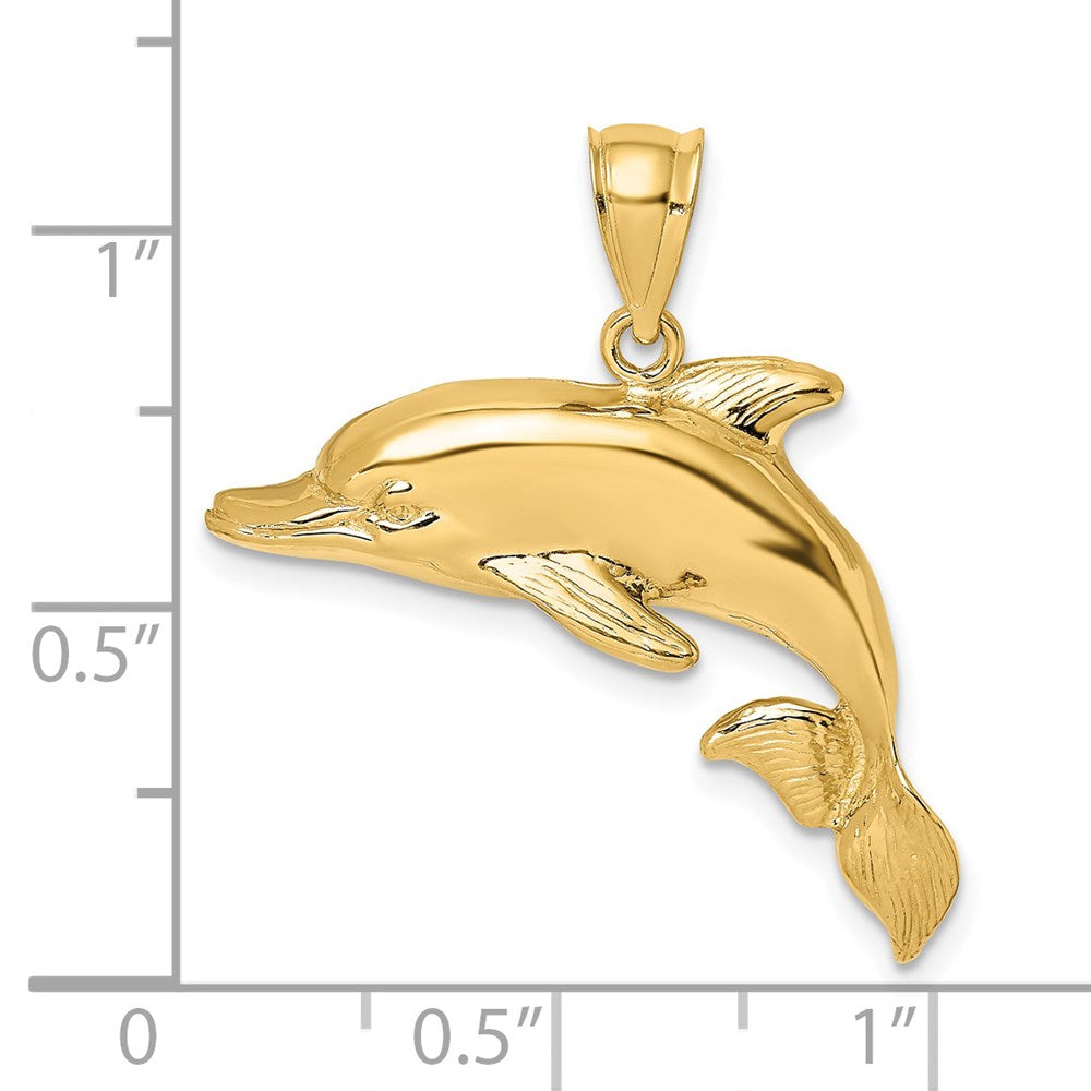 14K 2-D Polished Engraved Dolphin Charm