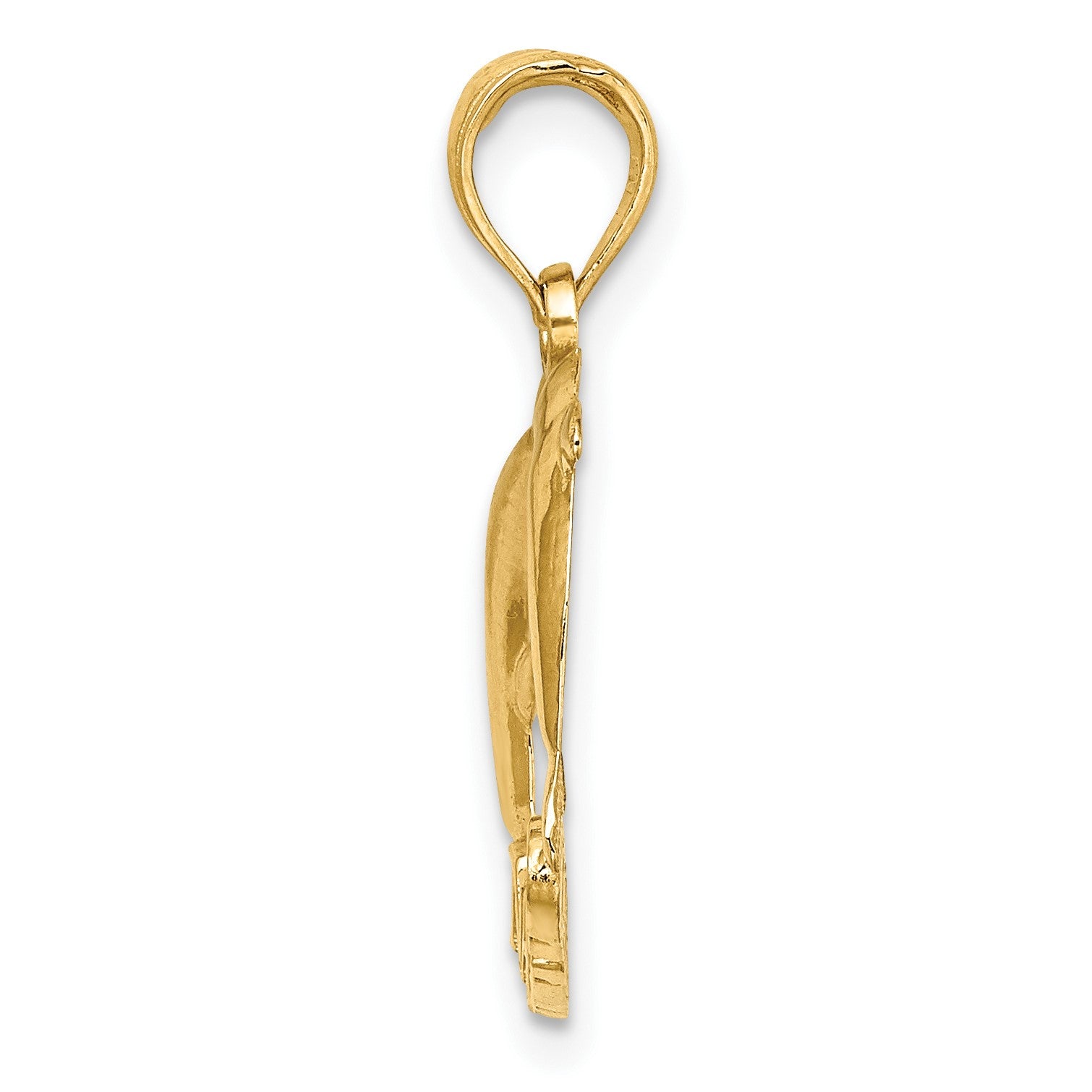 14K Polished NAGS HEAD with Jumping Dolphins Charm