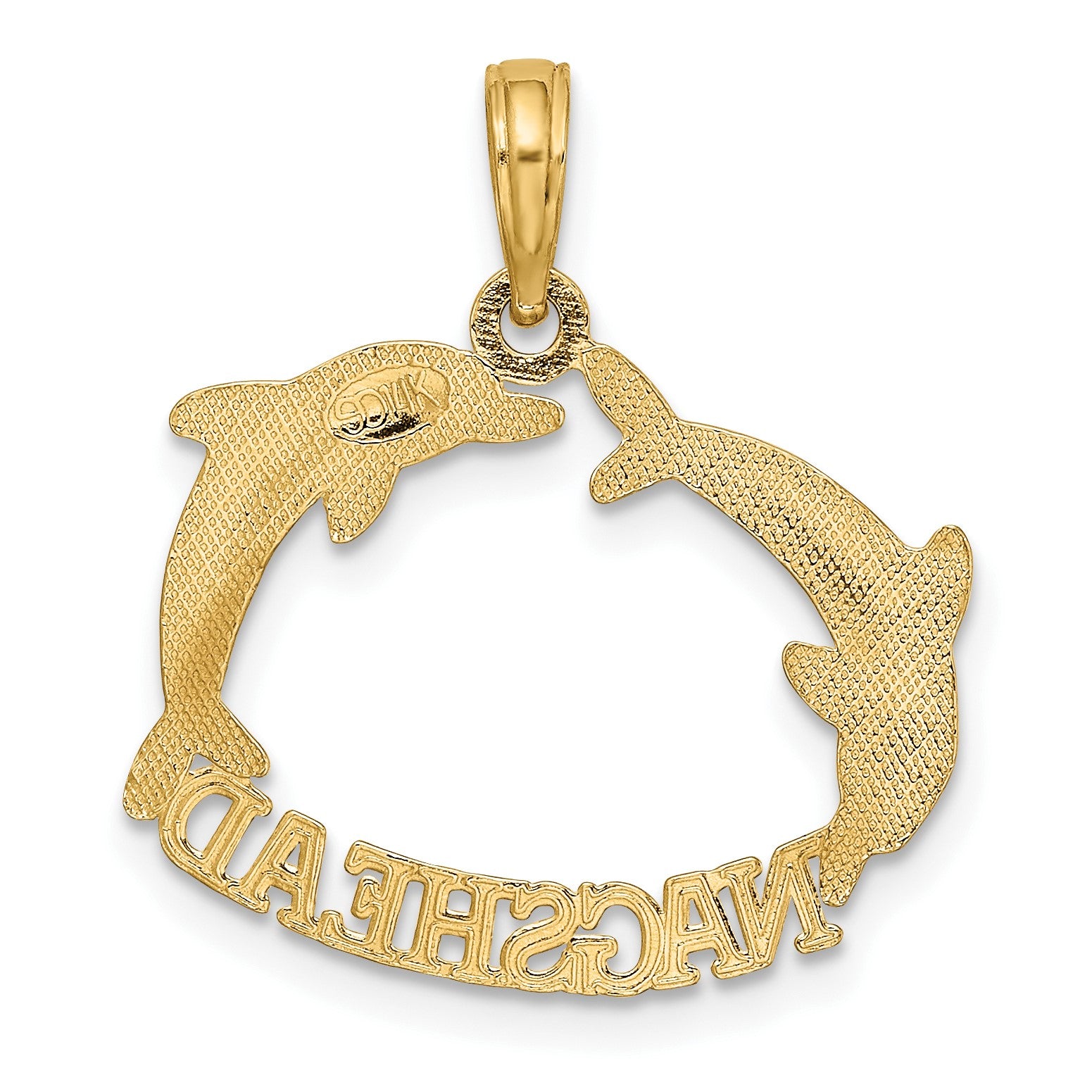 14K Polished NAGS HEAD with Jumping Dolphins Charm