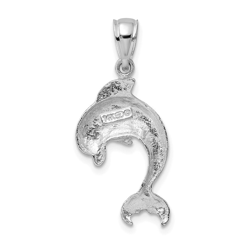 14K White Gold Polished Jumping Dolphin Charm