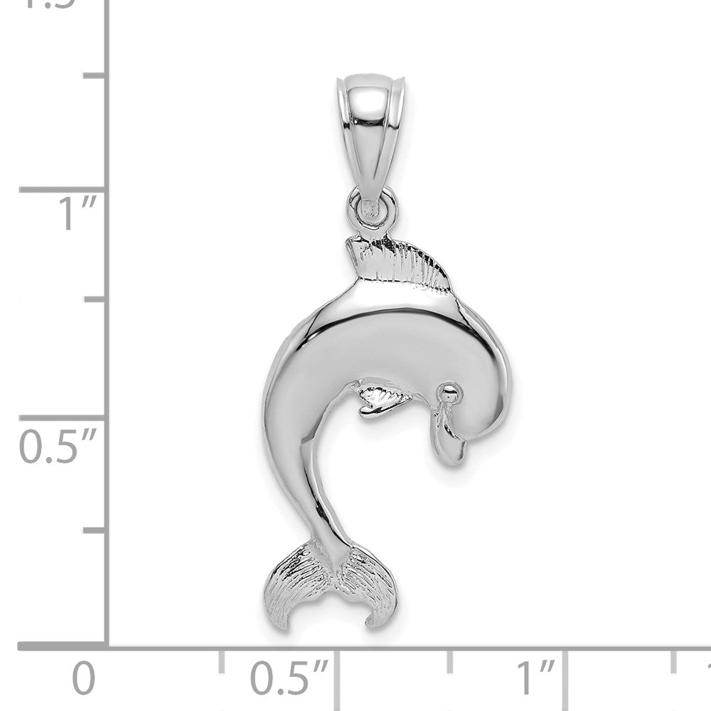 14K White Gold Polished Jumping Dolphin Charm