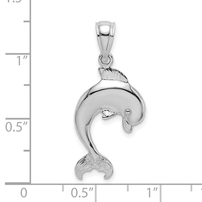 14K White Gold Polished Jumping Dolphin Charm