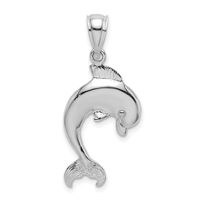 14K White Gold Polished Jumping Dolphin Charm