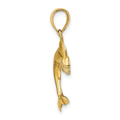 14K 2-D Polished Dolphin Jumping Charm