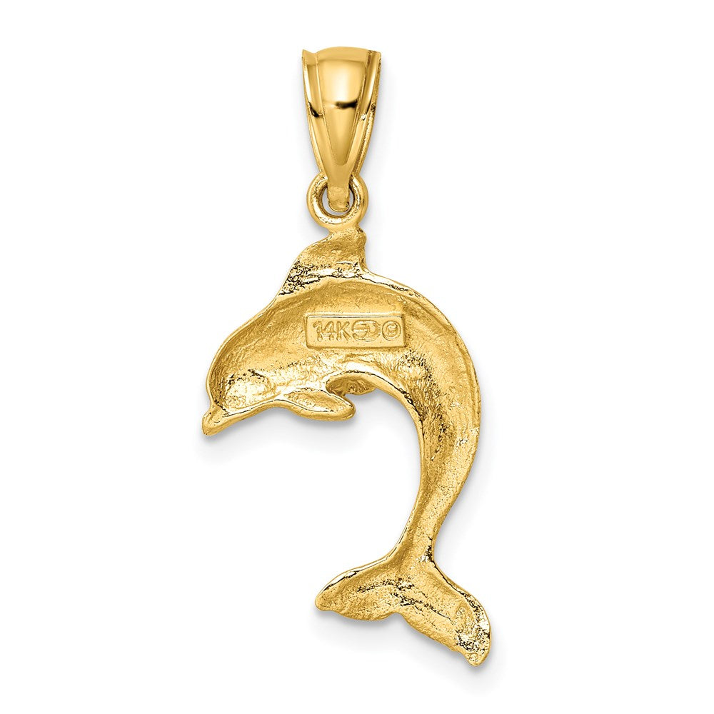 14K 2-D Polished Dolphin Jumping Charm