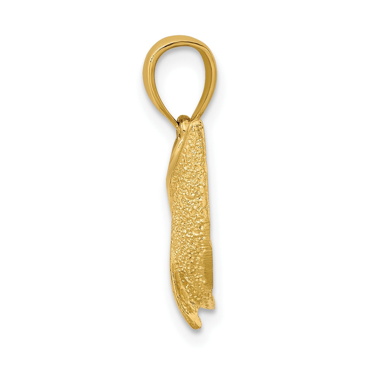 14K 2-D Textured Dolphin Jumping Charm