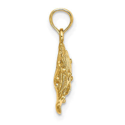 14K 2-D Polished Engraved Fish Charm