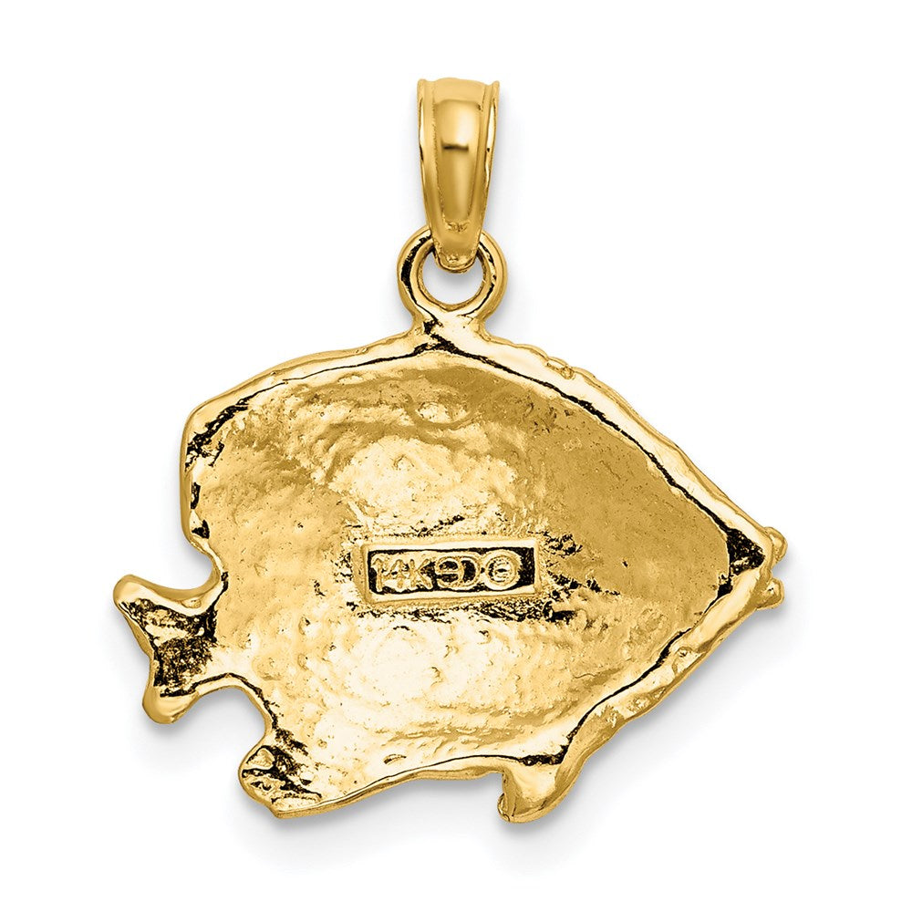 14K 2-D Polished Engraved Fish Charm