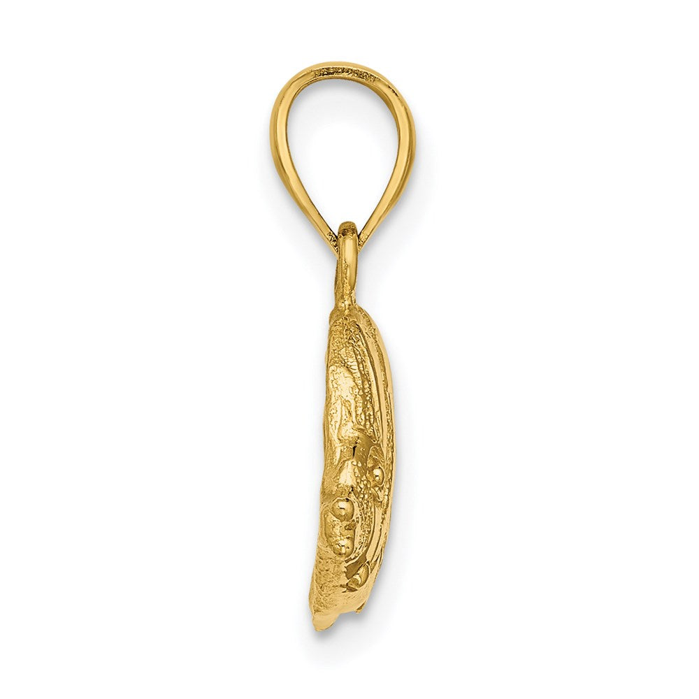 14K 2-D Polished Engraved Fish Charm